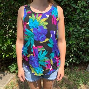 Floral/geometric tank top